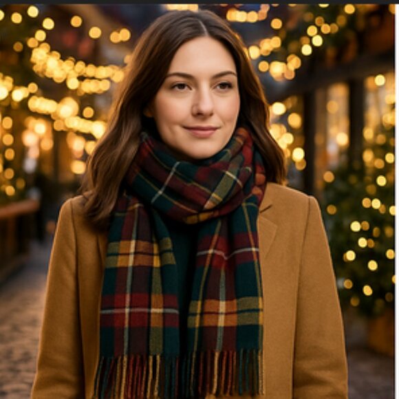 Vintage Tartan Plaid Scarf – Jewel Tone Winter Classic - Picture 5 of 13